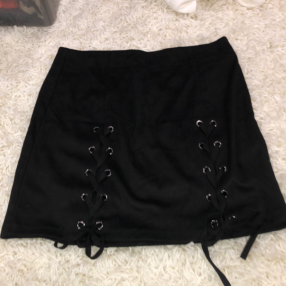 Black suede forever 21 skirt with ties